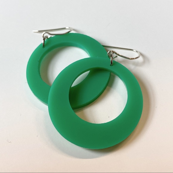 Handmade Retro Mod Style drop hoop earrings - Picture 5 of 6